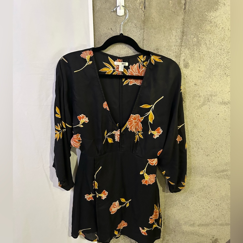 Amuse Society Black Floral Dress